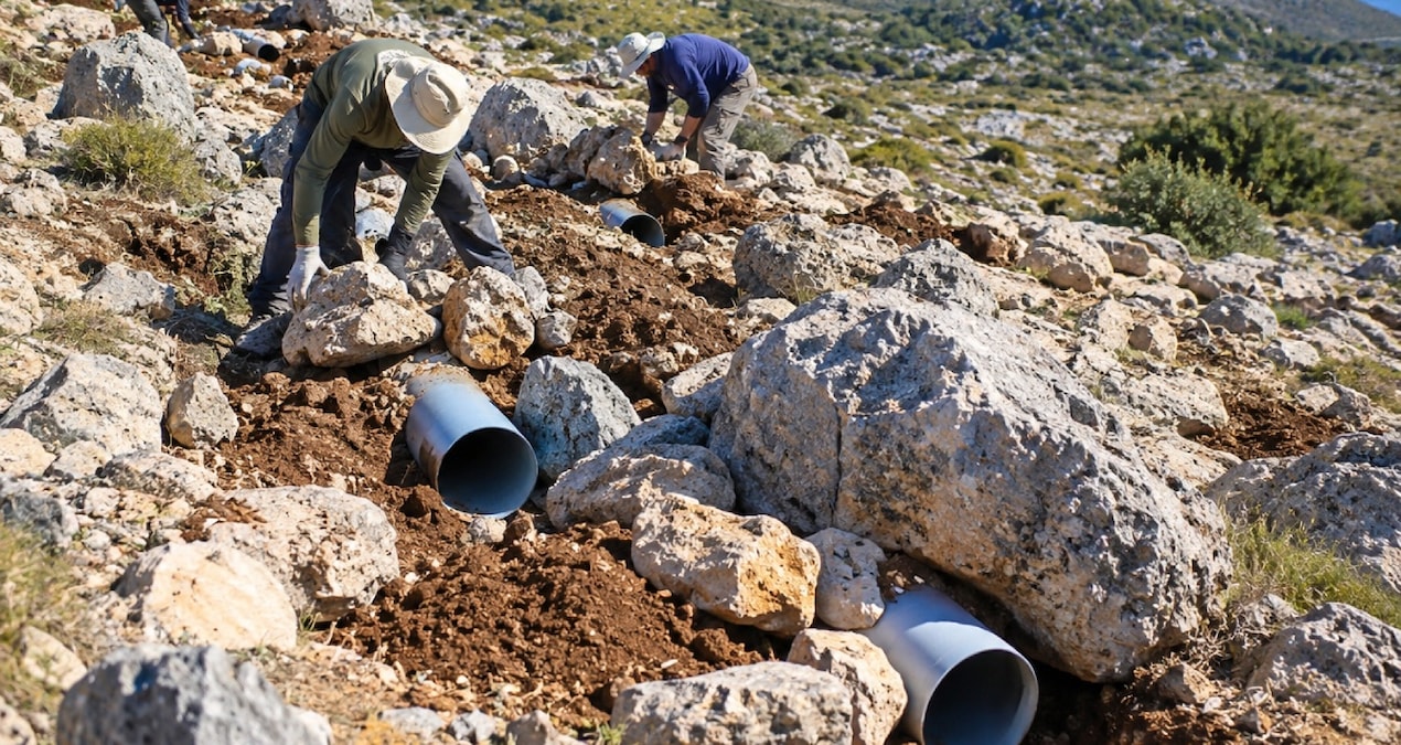 Maden sahasında sıra dışı plan: Kayaların altına plastik borular gömmeye başladılar